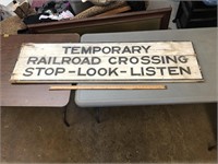 EARLY WOODEN DOUBLESIDED RAILROAD SIGN