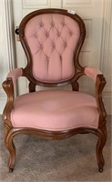 Ladies Victorian side chair in pink upholstery