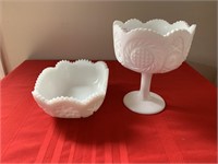 2 unmatched milk glass items high standard