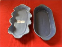 2 Bybee pottery hot brown servers BB mark