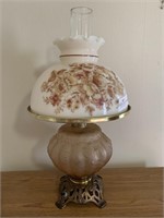 Lamp with Bristol shade and glass font on cast