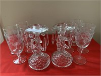 10 crystal items 2 candlesticks, 4 wine glass and