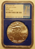 2017 American Silver Eagle 1st Day of Issue - MS69