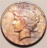 1922-S Peace Dollar - Nicely Circulated and Toned