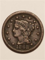 1848 Braided Hair Large Cent XF/AU - Full Liberty