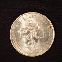 Mexico 1968 Olympics Silver 25 Pesos - BU+: