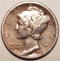 1916-S Mercury Dime - First Year of Series - AU 53