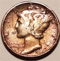 1939 Mercury Dime - Nicely Toned 90% Silver Coin