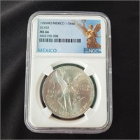 Mexico 1985-MO 1 oz Silver Libertad - NGC MS66