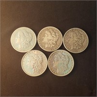 Lot of 5 Morgan Silver Dollars- Mixed Dates