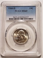 1944-D Washington Silver Quarter - PCGS MS65