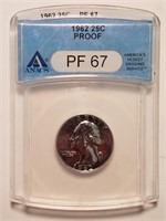 1962 Washington Silver Quarter Proof - ANACS PF67!