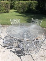 Metal glass top Patio table & 5 chairs