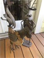 Metal yard art chicken & Moose
