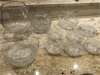 10 Pcs of clear glassware, cut glass