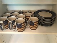 24 Pieces Coventry Stoneware Liberty Plates & Mugs