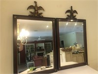 Pair of Walnut Framed Mirrors w/ Guilded Eagles