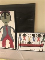 2 Folk Art Paintings Signed by Artists Annie T