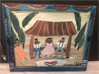 African Folf Art Painting on Board Signed