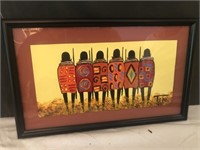 Framed and Matted Painting African Tribal People