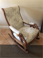 Swan Head Rocking Chair with Floral Fabric