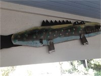 Hand Painted Wooden Alligator by Artist Mojo