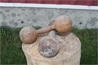 Antique Pair of Wooden Dumbells