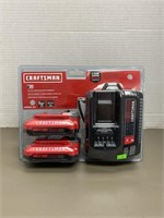 Craftsman 20v Batteries & Charger, NIP