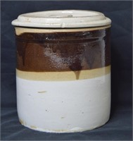 Antique Salt Glazed Crock With Lid