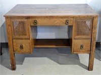 Antique Arts & Crafts Oak Desk  With Bookshelf