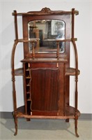 Antique Mahogany Music Cabinet w Display Shelves