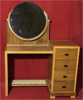 Mid Century Vanity w/ Mirror & 4 Drawers