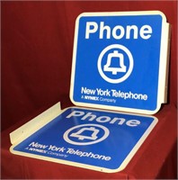 Lot of 2 Flanged Plastic Phone Signs