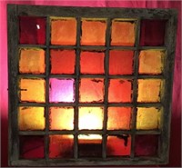 Square Red & Orange Stained Glass Window