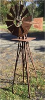 Perfectly Rusted 6’ Yard Windmill, Works Great
