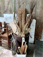 Trash Can w/ Wood & Decorative Plant Fibers