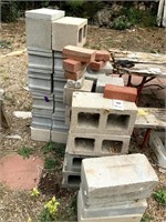 Stack of Cement Blocks, Some Bricks