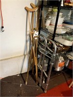 Wooden Cane, Walker, Set of Wooden Crutches