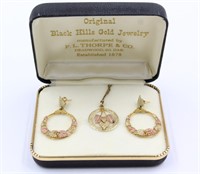 Black Hills 10K - 12K Gold Earrings & Necklace Set