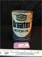 Vintage Texaco Ursatex Full Metal Quart Oil Can