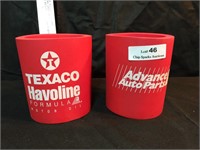 2- Texaco Havoline Advance Auto Parts Can Koozies
