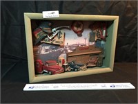 Old Gas Station Wooden Detailed Shadow Box