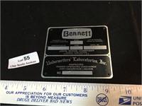 Bennett Gas Pump Serial Number Mfg Plate