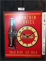Coca-Cola Fountain Service Metal Clock Sign