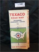 1934 Texaco Illinois Indiana Ohio Road Map