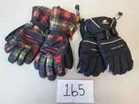2 Pairs Youth Winter Gloves - Size Medium & Large