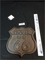 Cast Iron Route 66 Sign with Chain Hanger