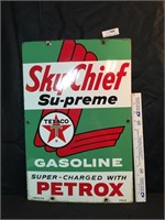 Porcelain Texaco Sky Chief Su-Preme Pump Sign 1960