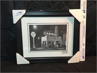 Texaco Gas Station Night Time Framed Picture