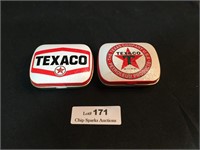 Lot of 2 Small Texaco Advertising Tins - Pill Boxe